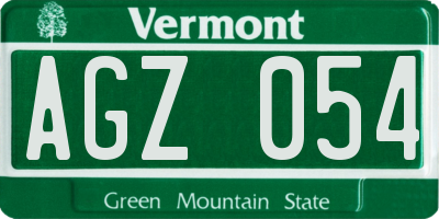 VT license plate AGZ054