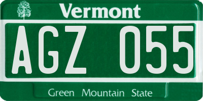 VT license plate AGZ055