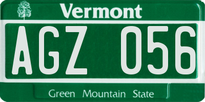 VT license plate AGZ056