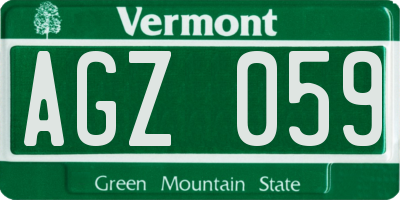 VT license plate AGZ059