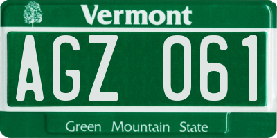 VT license plate AGZ061