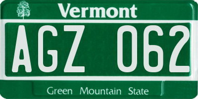 VT license plate AGZ062