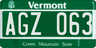 VT license plate AGZ063