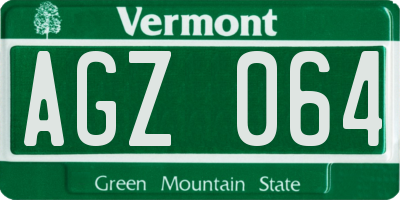 VT license plate AGZ064