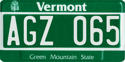 VT license plate AGZ065