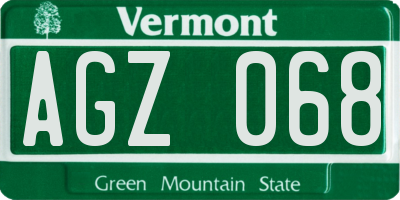 VT license plate AGZ068