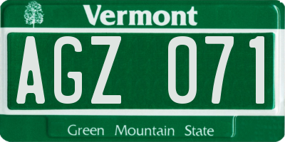 VT license plate AGZ071
