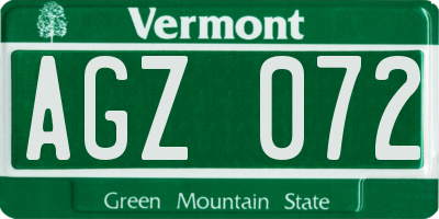 VT license plate AGZ072