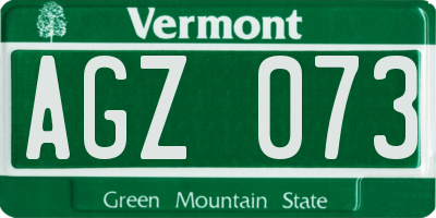 VT license plate AGZ073