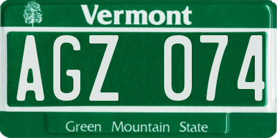 VT license plate AGZ074