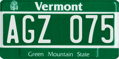 VT license plate AGZ075