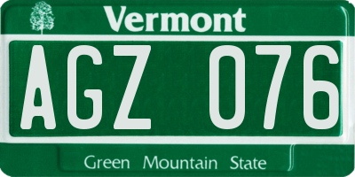 VT license plate AGZ076
