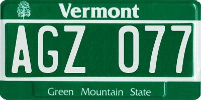 VT license plate AGZ077