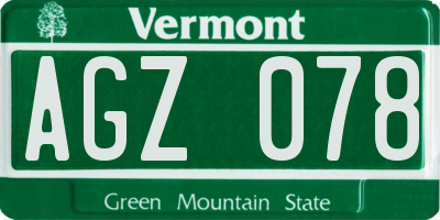 VT license plate AGZ078