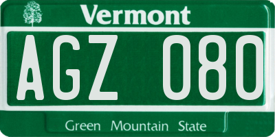 VT license plate AGZ080