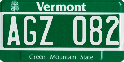VT license plate AGZ082