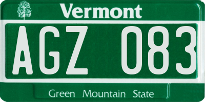 VT license plate AGZ083