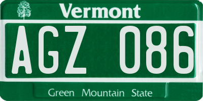 VT license plate AGZ086