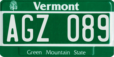 VT license plate AGZ089