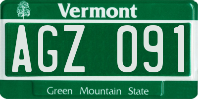VT license plate AGZ091
