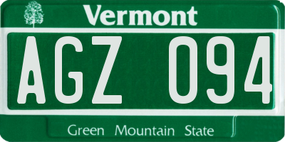 VT license plate AGZ094