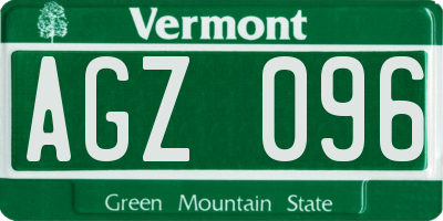 VT license plate AGZ096