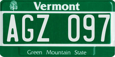 VT license plate AGZ097