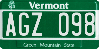VT license plate AGZ098