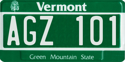 VT license plate AGZ101