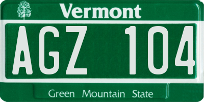 VT license plate AGZ104