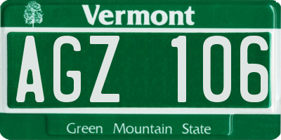 VT license plate AGZ106