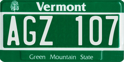 VT license plate AGZ107