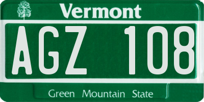 VT license plate AGZ108