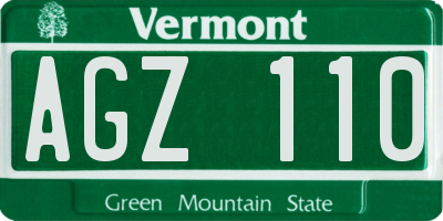 VT license plate AGZ110