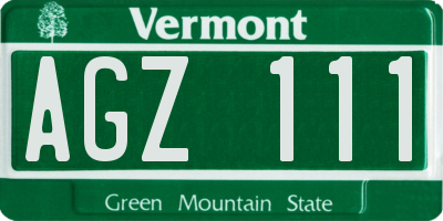 VT license plate AGZ111