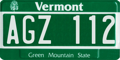 VT license plate AGZ112