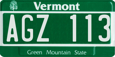 VT license plate AGZ113