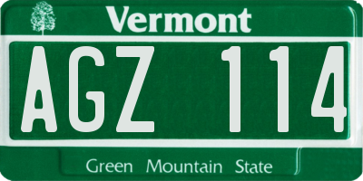 VT license plate AGZ114