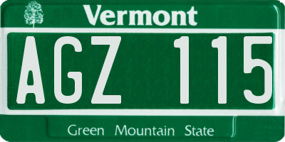 VT license plate AGZ115