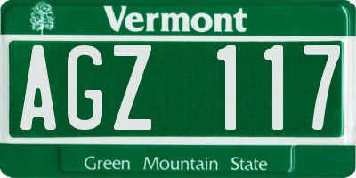 VT license plate AGZ117