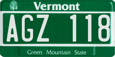 VT license plate AGZ118