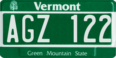 VT license plate AGZ122