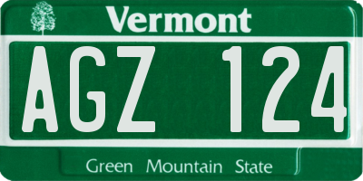 VT license plate AGZ124