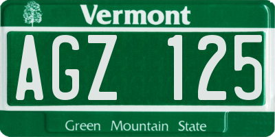 VT license plate AGZ125