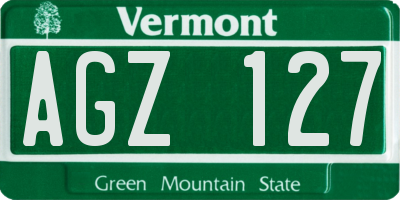 VT license plate AGZ127