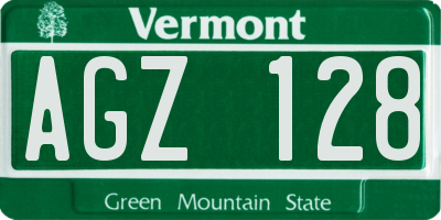 VT license plate AGZ128