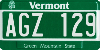 VT license plate AGZ129