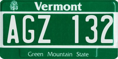 VT license plate AGZ132