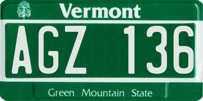 VT license plate AGZ136
