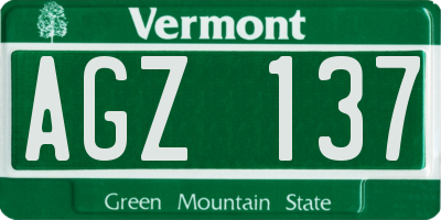 VT license plate AGZ137